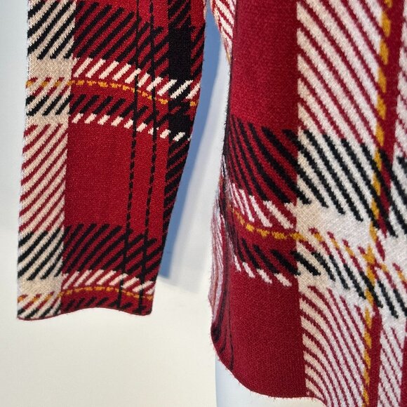 Tahari SZM Deep Red Plaid Sweater Timeless Heritage Preppy Modern Academia Old $ - Picture 4 of 8